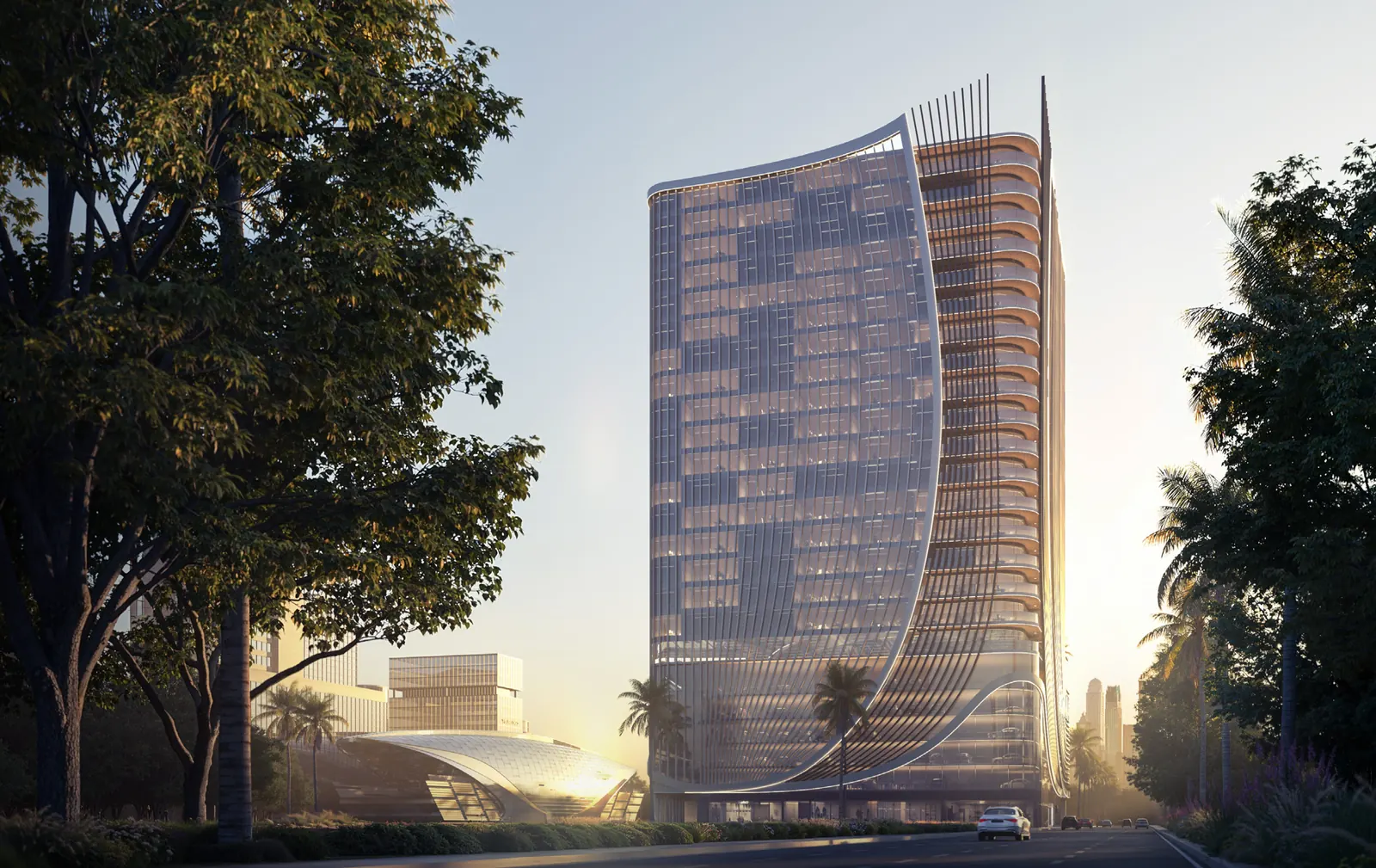SAMANA Business Hub — המגדל מכיוון הכביש